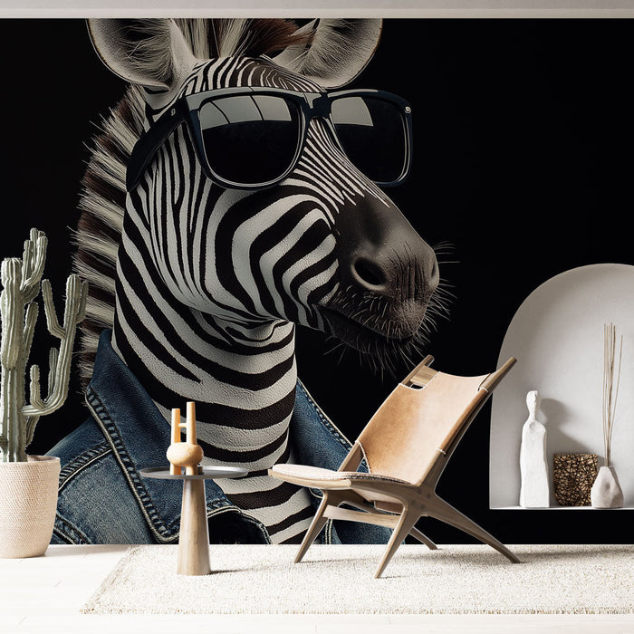 Carta da parati zebra pop art | Zebra in abiti moderni e occhiali da sole