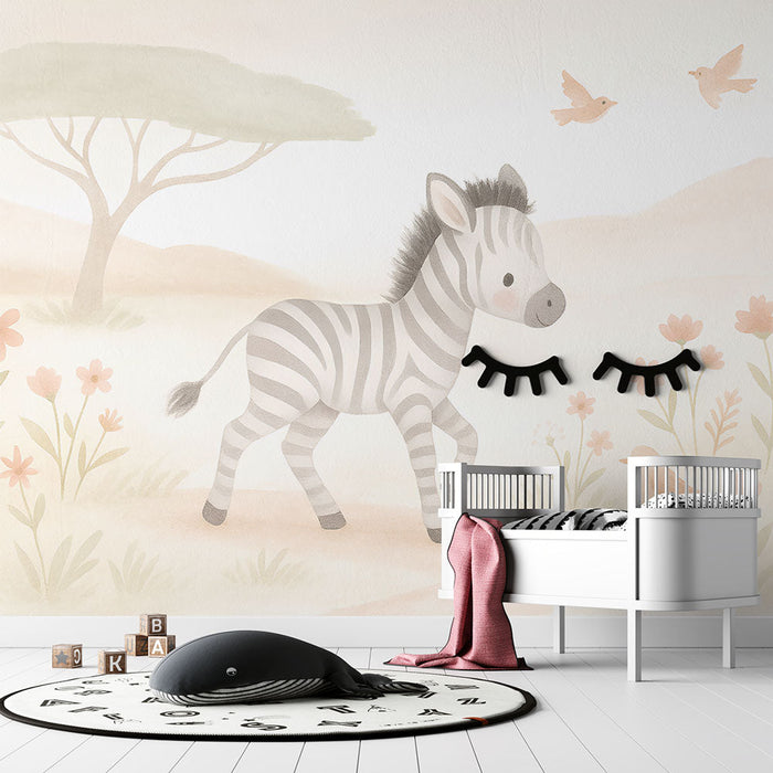 Fototapeet zebra | Armastusväärne sebra pehmes looduslikus maastikus