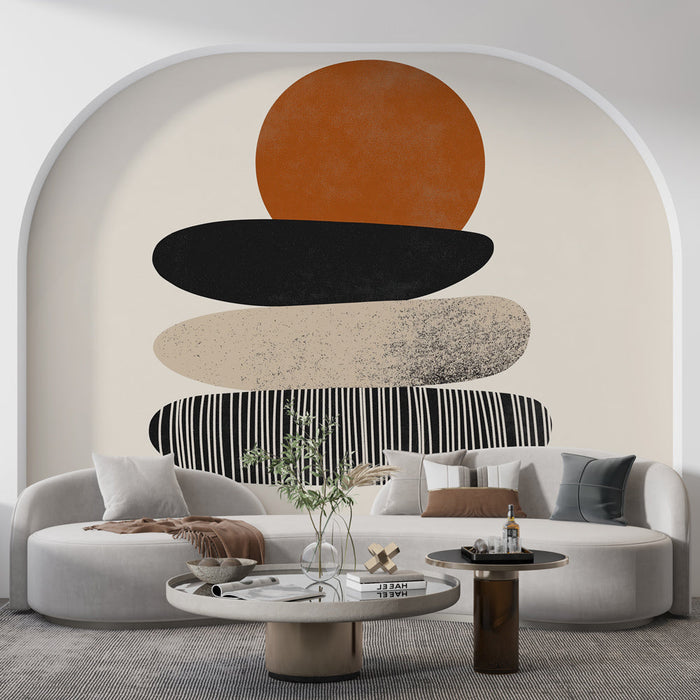 Абстрактен тапет | Камъни и слънце на бежов фон