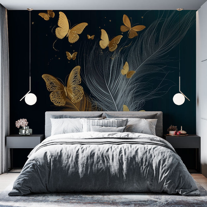 Fototapeet liblikad | Kuldne elegants mustal taustal