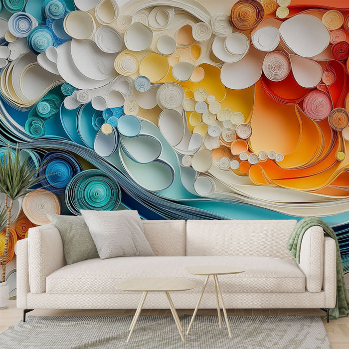 Tapeta geometrická abstrakce | Umělecký styl v barevných vlnách