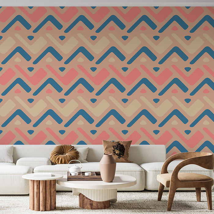 Tapetti geometrinen | Värikkäät siksak-kuviot