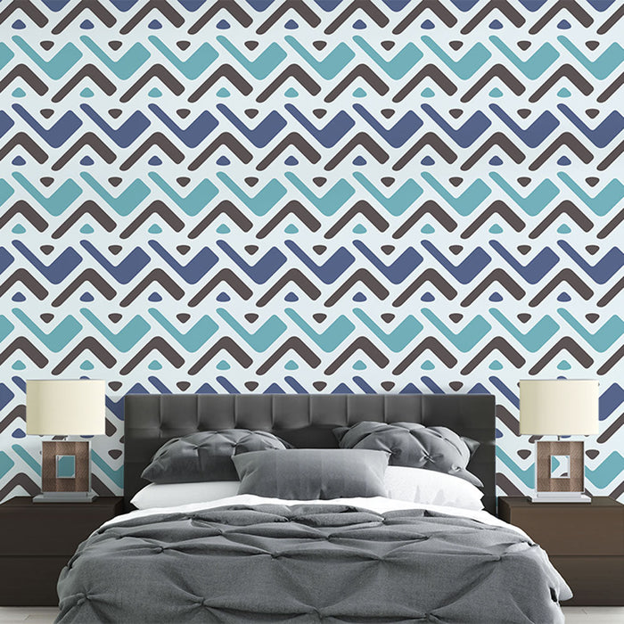 Carta da parati geometrica | Motivo astratto blu e grigio