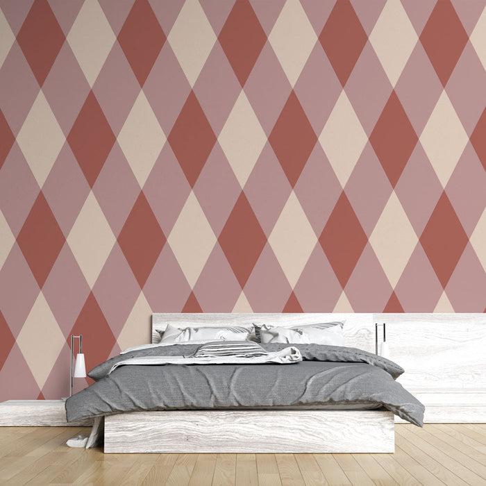 Muraaltapeet Teemandid | Retro punane ja beež