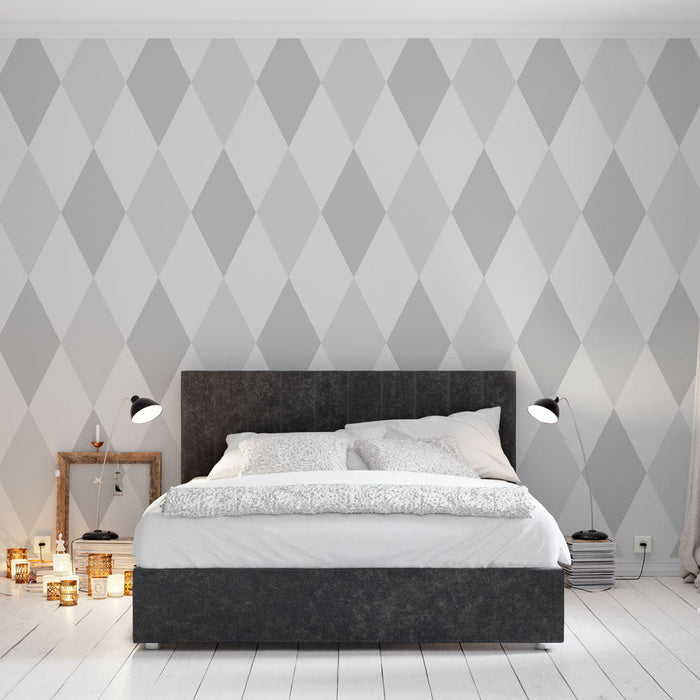 Papel pintado Diamonds | Modern Light Gray and White