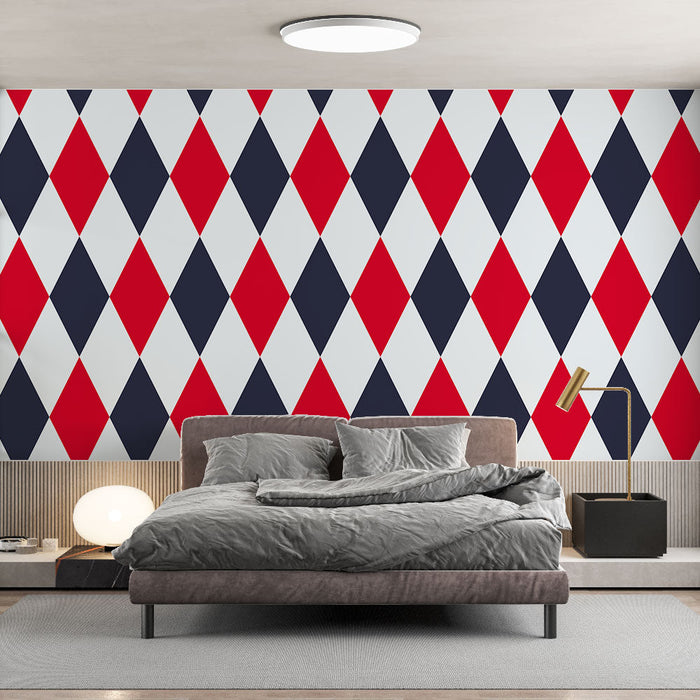 Carta da parati diamanti | Rosso, nero e bianco