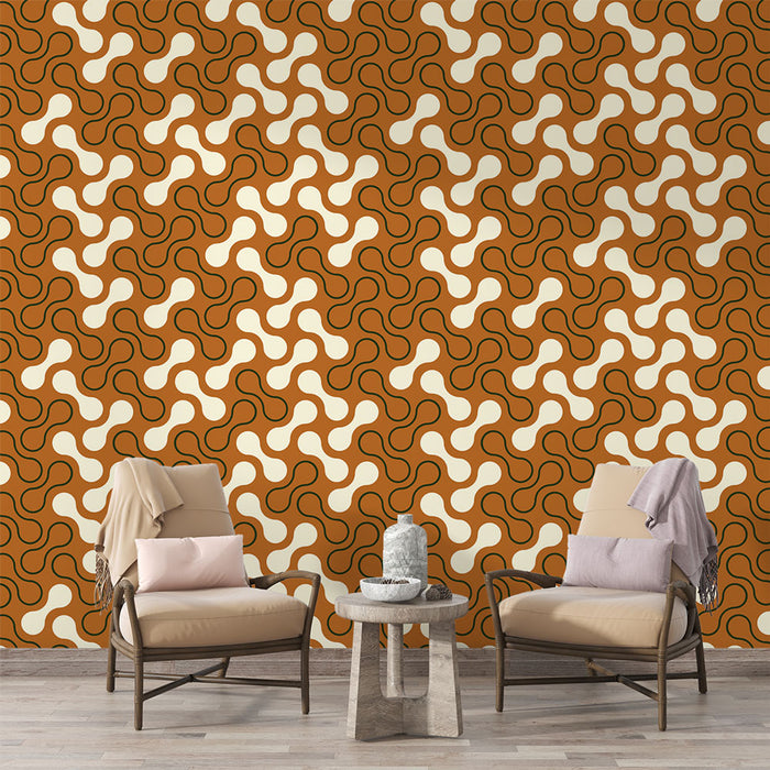 Tapet geometrisk | Retro mönster i brunt och krämigt