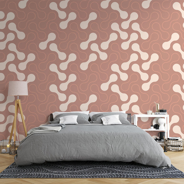 Tapet geometric | Model organic pe fundal roz