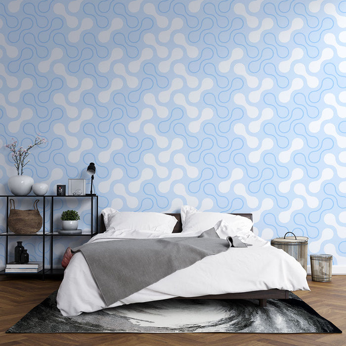 Carta da parati a onde | Blu e bianco