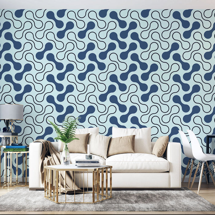 Tapete organisch Muster | Blau und Weiß