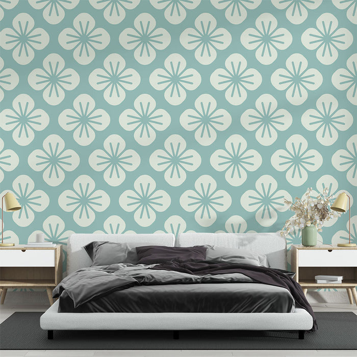 Tapet floral | Model albastru și alb