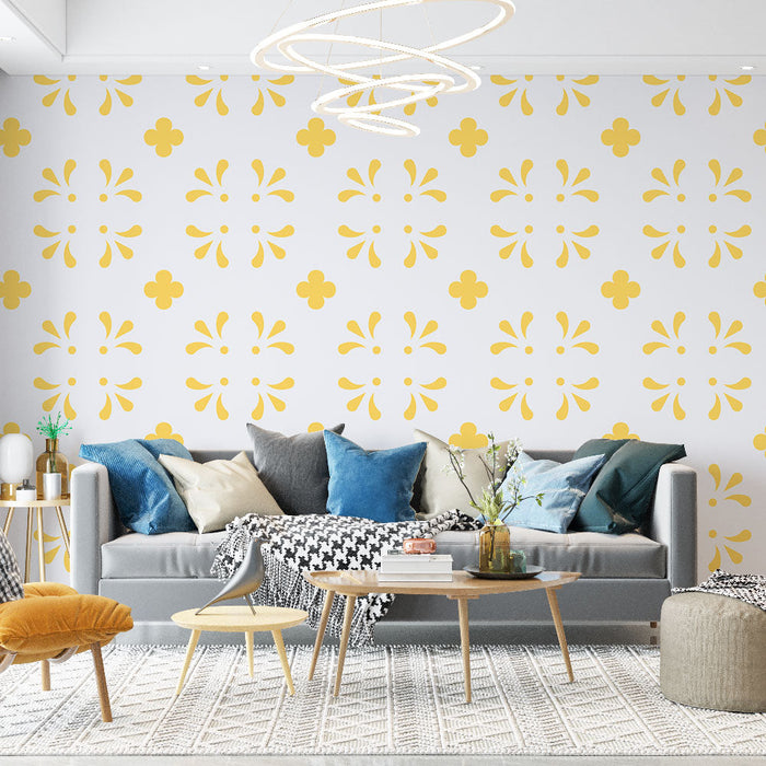 Falikép virágokkal | Sárga és fehér minta