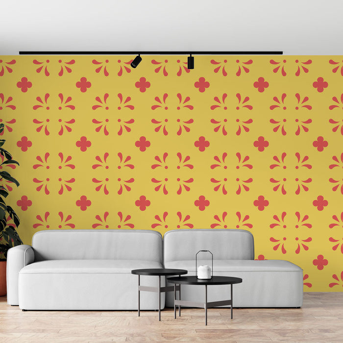 Mural Wallpaper cvjetni | Žuti i narančasti geometrijski uzorak