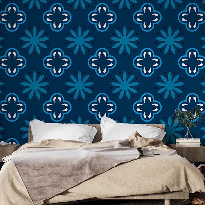 Tapeta s geometrickými vzory | Modrá a tyrkysová