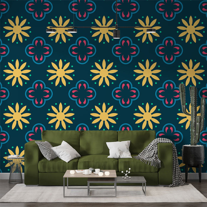 Fototapet floral | Geometrisk og fargerikt mønster