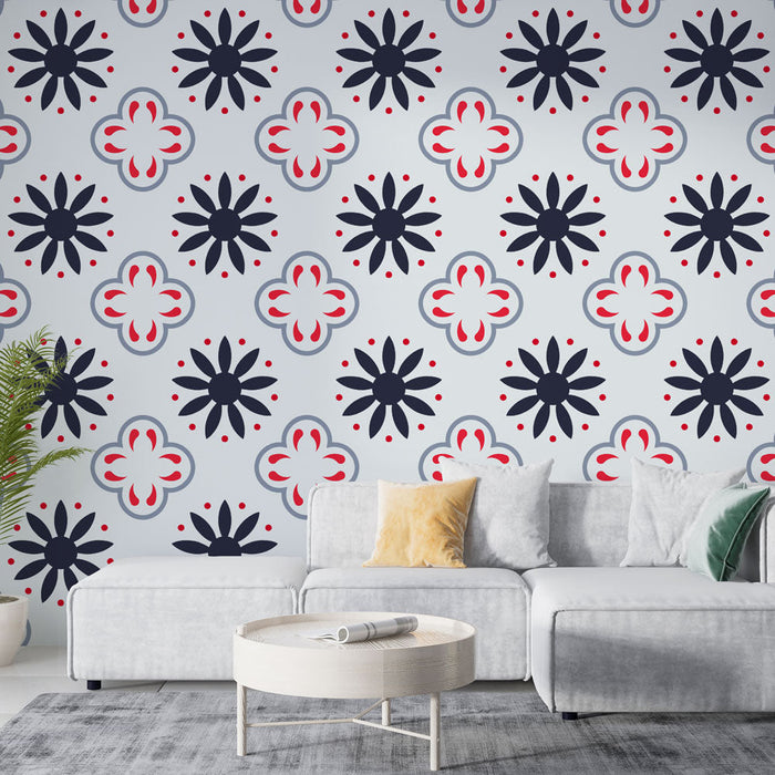 Papel de parede geométrico floral | Padrão vibrante