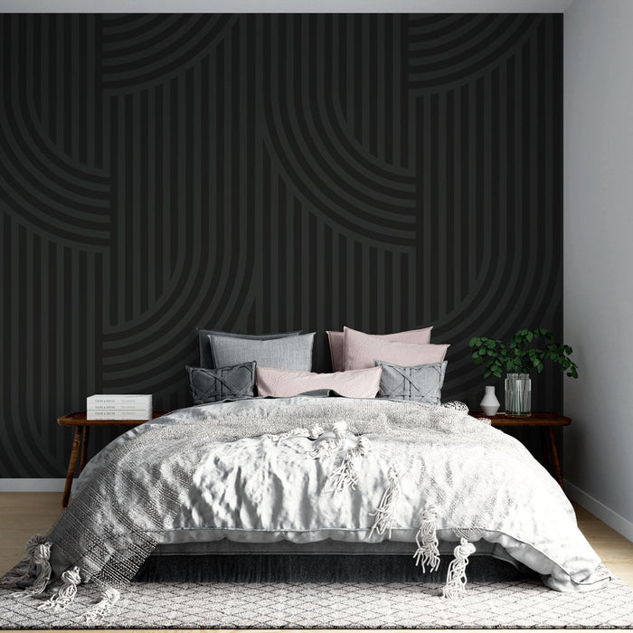 Sort geometrisk mural tapet | Moderne og elegant design