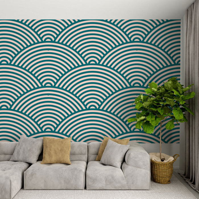 Tapeta geometrická | Modro-zelené arkády