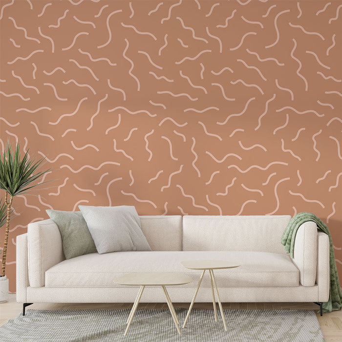 Papel de parede ondulado | Design terracota e bege