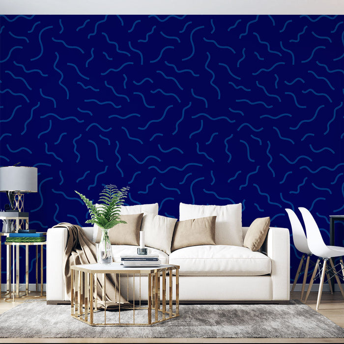 Carta da parati ondulata | Modello astratto blu navy