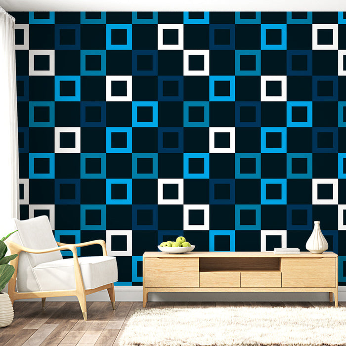 Фото тапет | Квадрати в синьо и черно