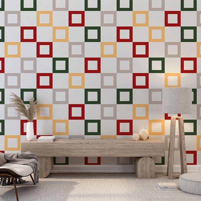 Ταπετσαρία Γεωμετρική | Πολύχρωμα Τετράγωνα
