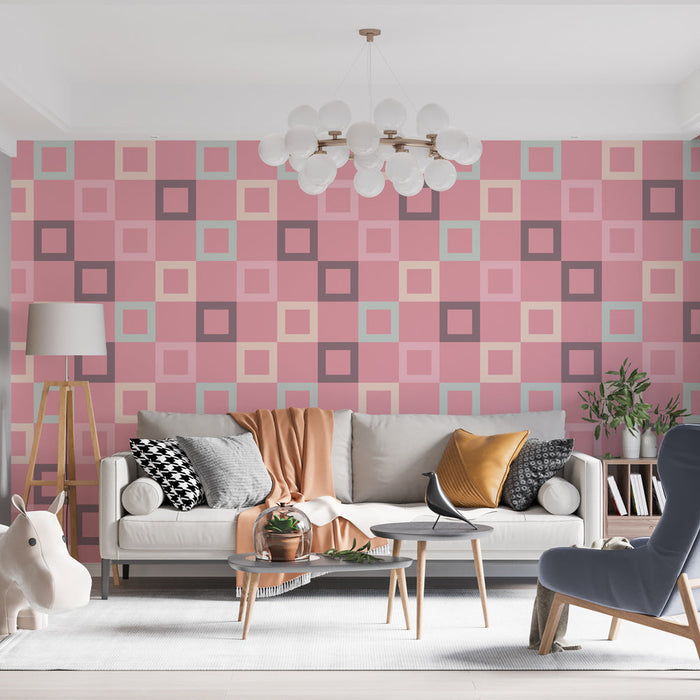 Papel de parede geométrico | Rosa e pastel
