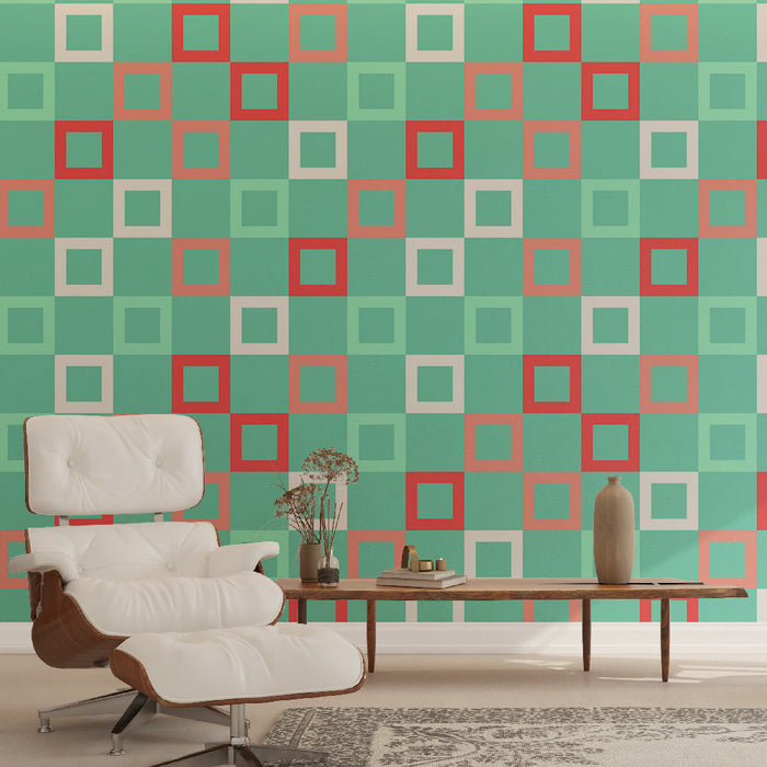 Tapete geometrisch | Mehrfarbige Quadrate