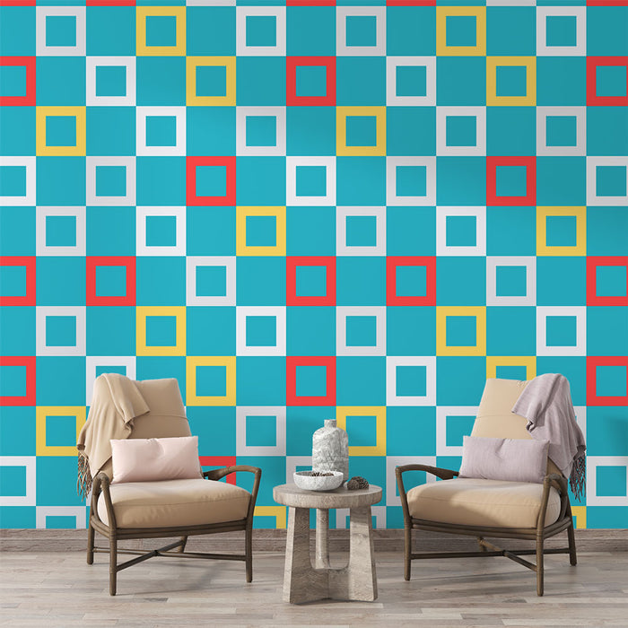 Tapet geometrisk | Farverigt retro mønster