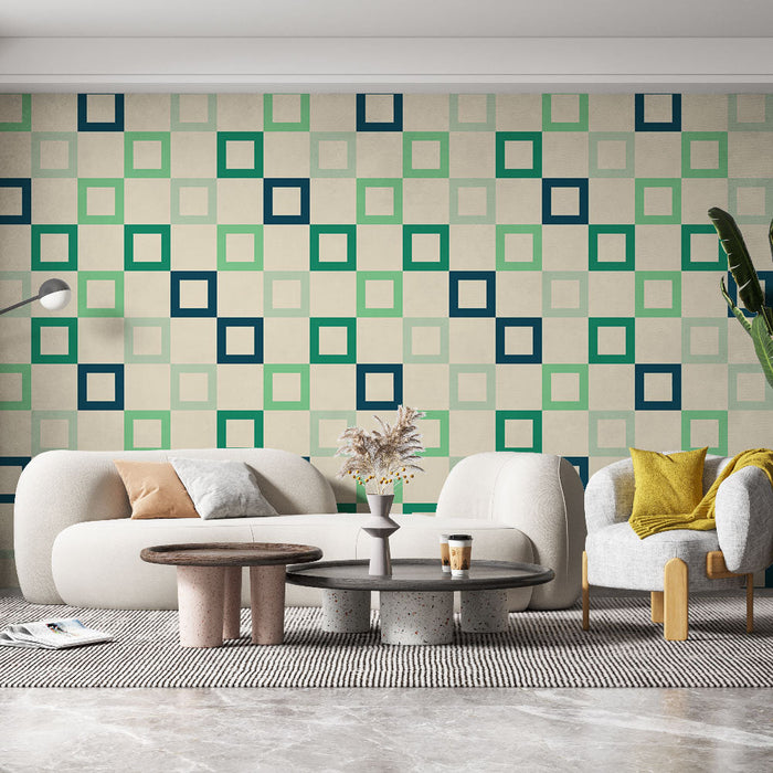 Tapet Geometrisk | Moderne Multifarvede Firkanter
