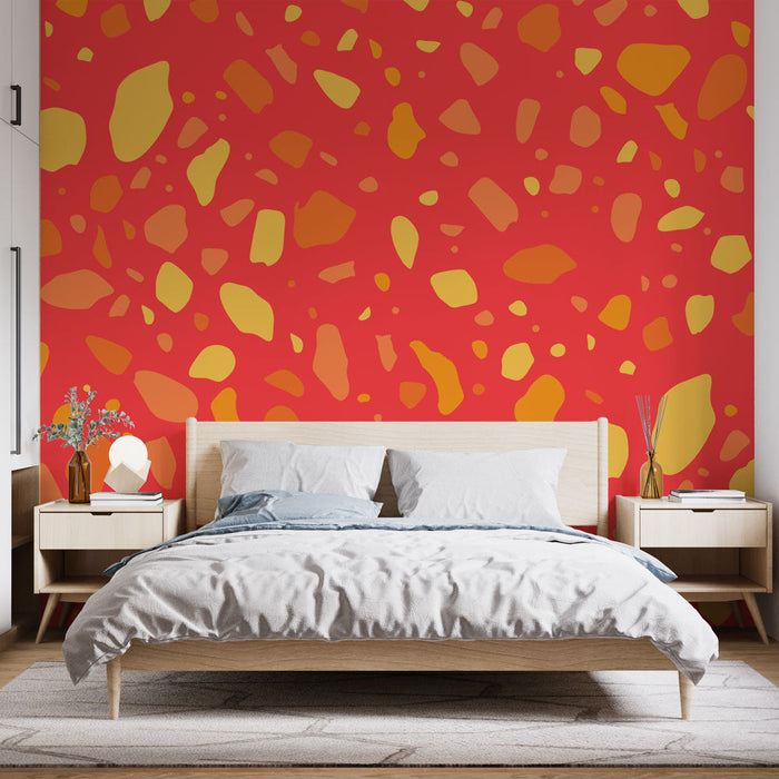 Foto Behang terrazzo | Rood en oranje abstract patroon