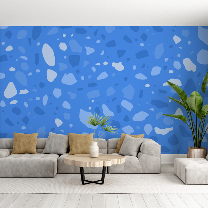 Papel de parede terrazzo | Design azul moderno
