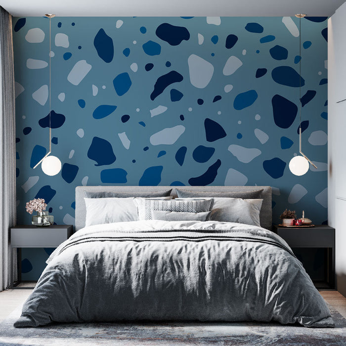 Mural Wallpaper terrazzo | Blue and marine shades