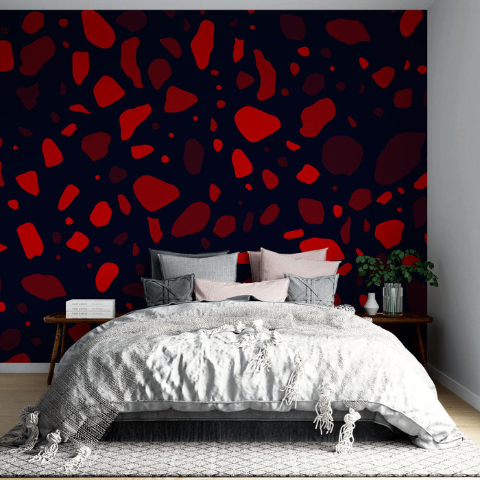 Mural Wallpaper Abstract | Modern Red and Black Pattern