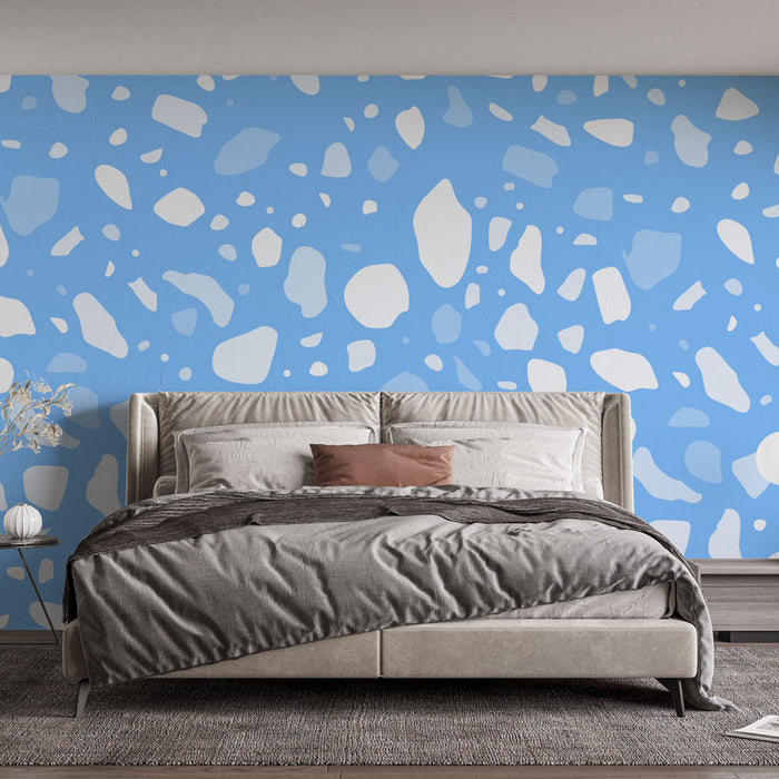 Tapet terrazzo | Blått och vitt