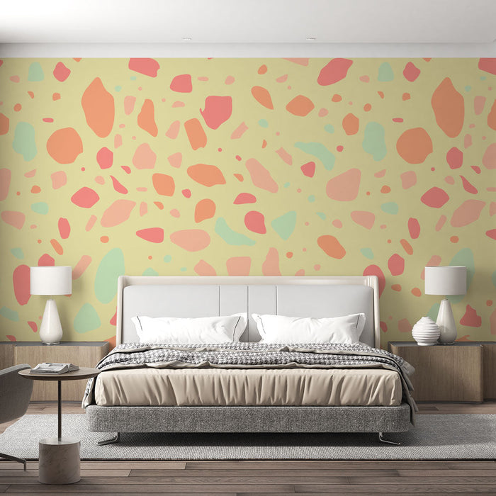 Ταπετσαρία τοίχου terrazzo | Πολύχρωμο παστέλ μοτίβο