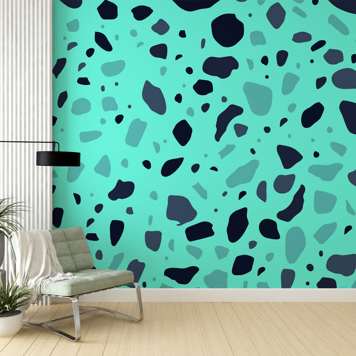 Tapet teraco | Moderen zeleni in črni dizajn