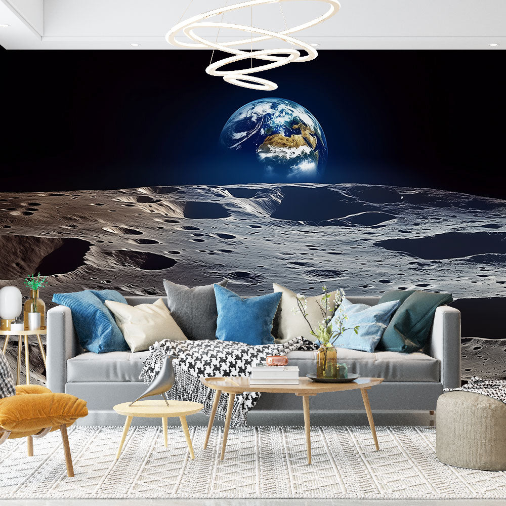 Papel de parede espaço | Terra vista da Lua — WonderMural, image size:1000x1000
