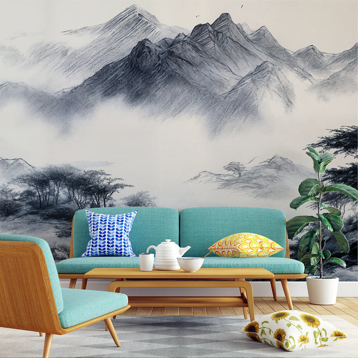 Fototapet fjellandskap | Tradisjonell kullkunst