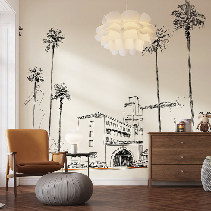 Foto Behang stedelijk gebouw | Minimalistische illustratie