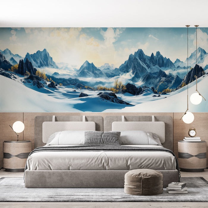 Falfestmény tapéta hegy | Fenséges téli táj