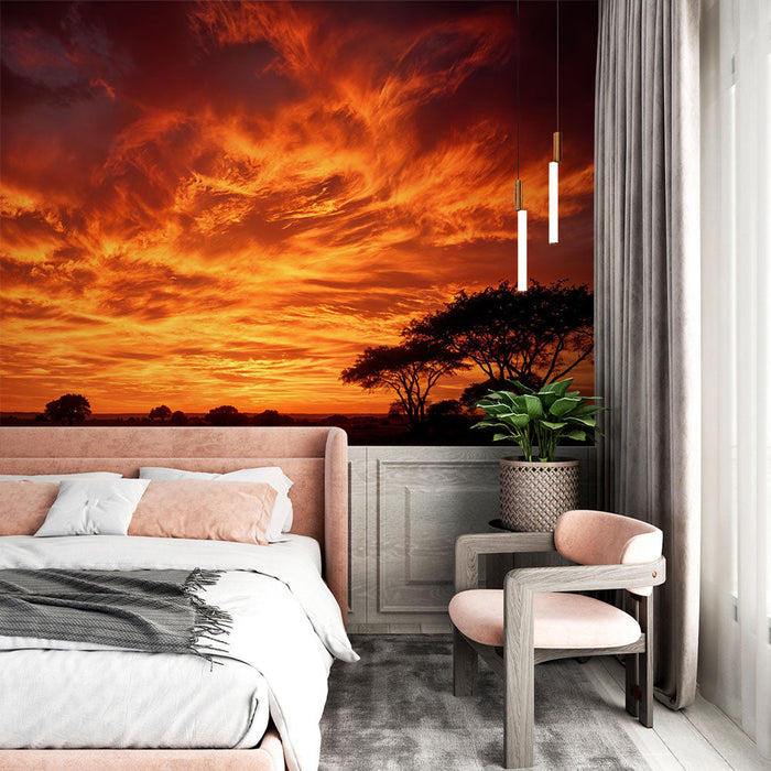 Mural Wallpaper sunset | Fiery horizon