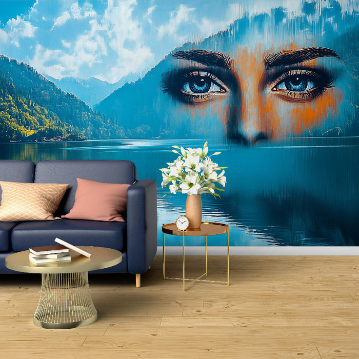 Fototapeet surrealistlik maastik | Mäed ja müstiline nägu