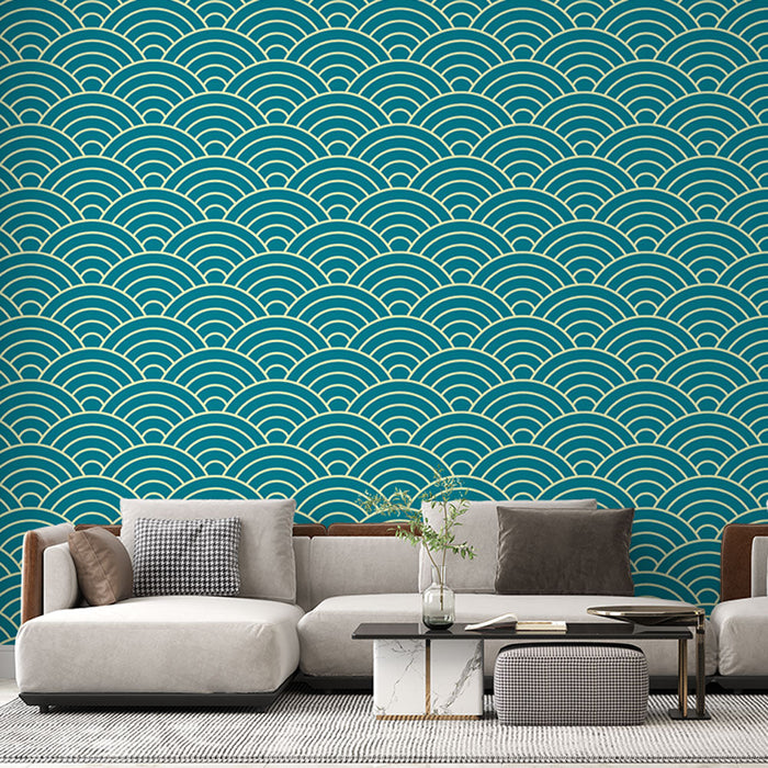 Muraaltapeet laine muster | Sinine ja beež disain