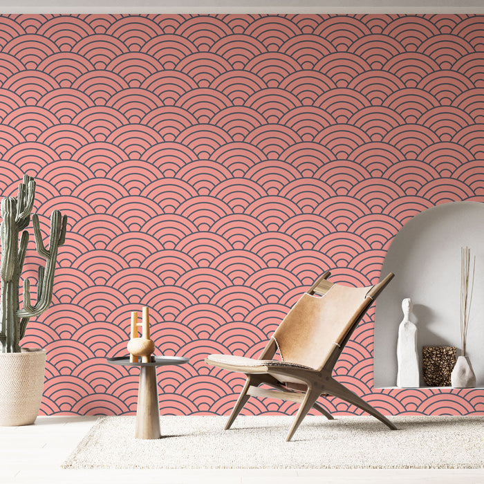 Papel de parede Estilo Leque Rosa Padrões Japoneses