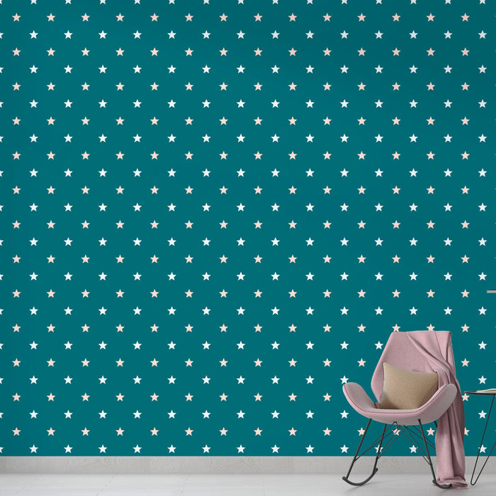 Carta da parati stelle | Design stellato blu e bianco