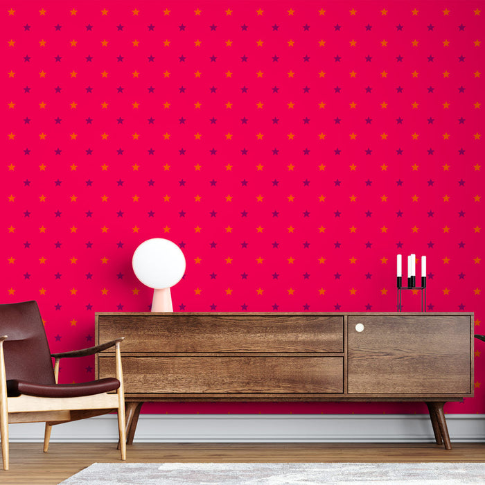 Carta da parati con stelle | Rosso brillante con motivi a stella
