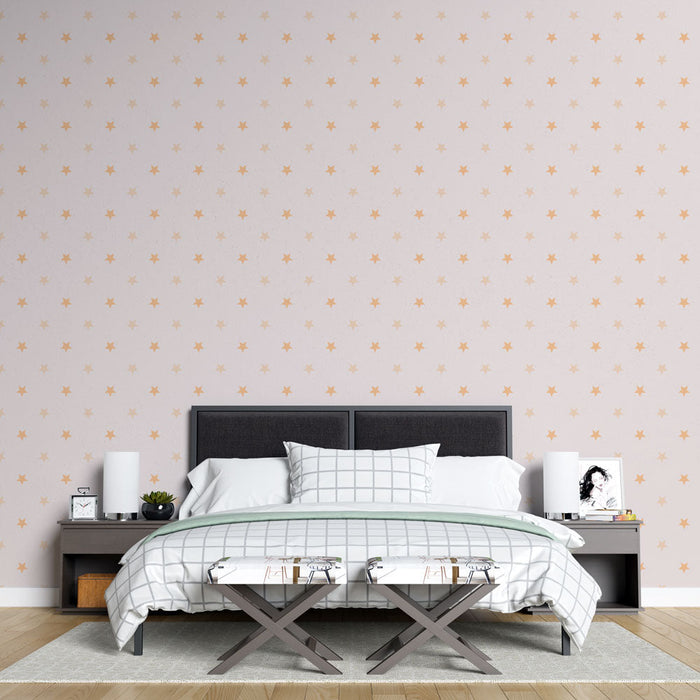 Tapetti stars | Beige background and orange star patterns