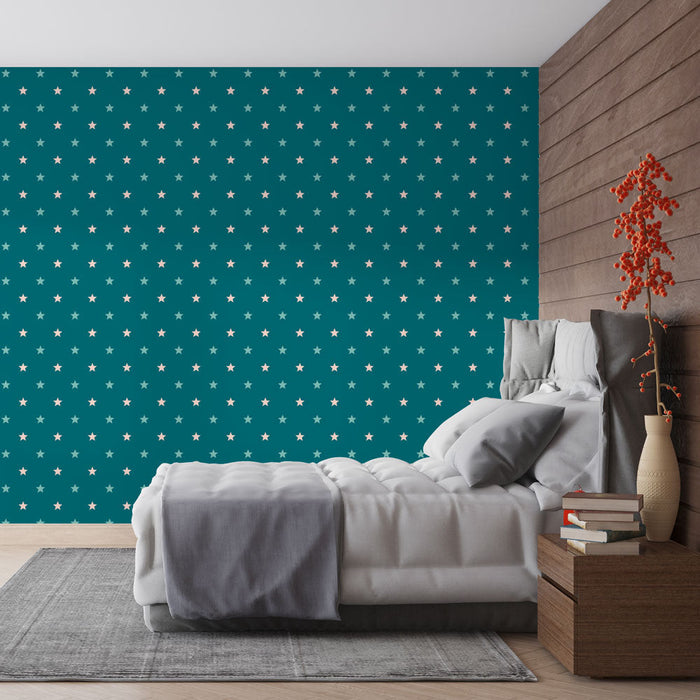 Mural Wallpaper stars | Starry pattern on blue background