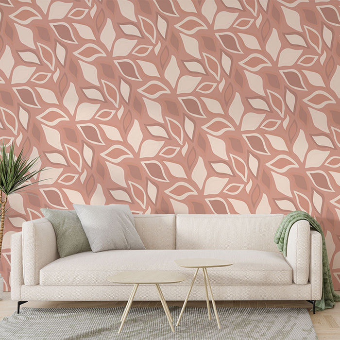Carta da parati foliage | Motivo rosa pastello